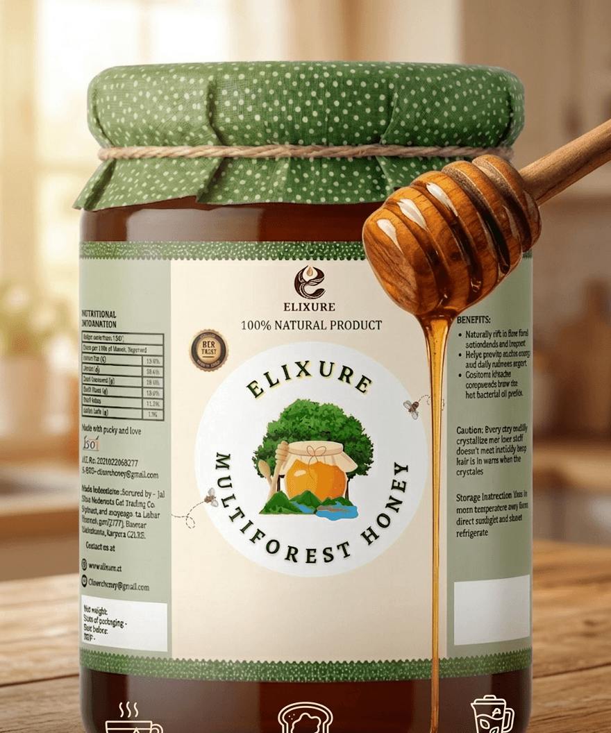 ELIXURE honey jar in natural light